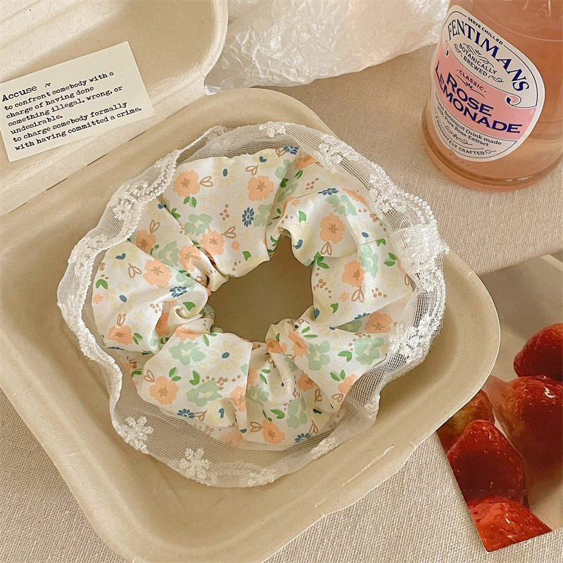 法式文艺~复古甜美方巾大肠发圈女高级感超大号马尾头绳发 饰头饰|undefined