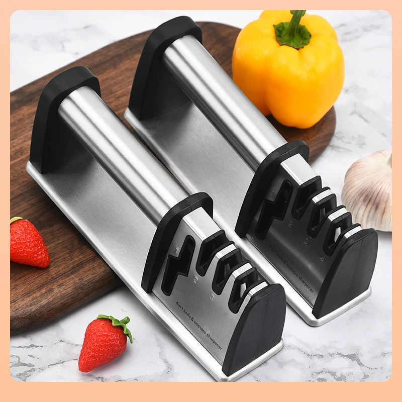 ✅Оптовый Amazon 4-в-1 точилка для ножей домохозяйственная кухня твердосплавный стальной алмазный камень ручная быстрая точилка для ножей заточка