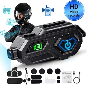 Cross-border new motorcycle helmet Bluetooth headset 600m intercom HD video and photo all-in-one with long battery life