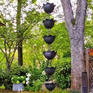 Japanese-Style Courtyard Aluminum Alloy Petal Rain Chain Villa Guesthouse Black Water Guide Chain Temple Drip Rain Bell Water Guide Chain