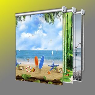 Curtain Roll-Up Adjustable Type, Punch-Free Thickeneded Roller Blinds, Bedroom Blackout, Living Room Roller Blinds, Kitchen Set