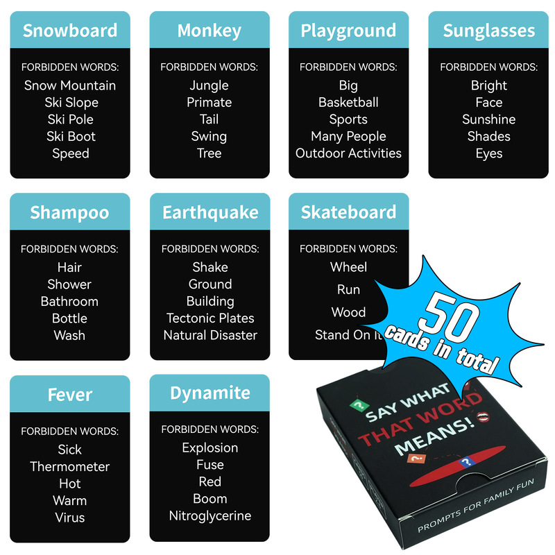 Cross-Border New 50 Word Board Game Cards Aliexpress Amazon Best-Selling Adult Word Guessing Game Cards Cross-Border New 50 Word Board Game Cards Aliexpress Amazon Best-Selling Adult Word Guessing Game Cards