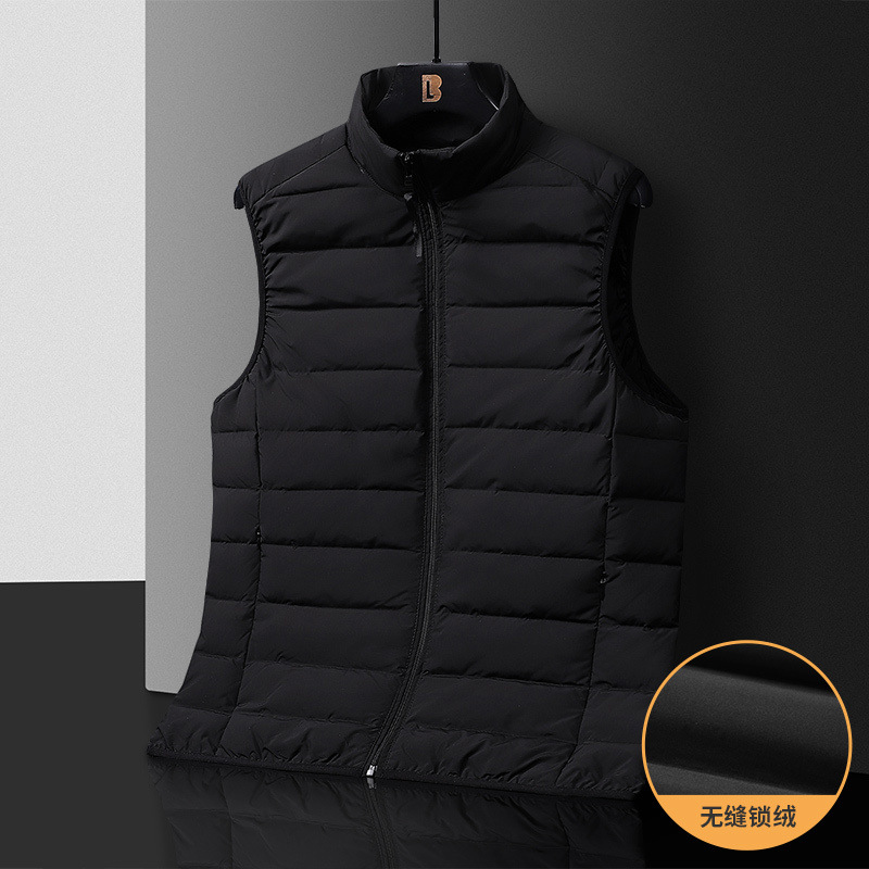 Осенний и зимний новый тонкий пуховик мужской пуховик жилет снаружи белый утка пух бесшовный жилет с плечом легкая куртка