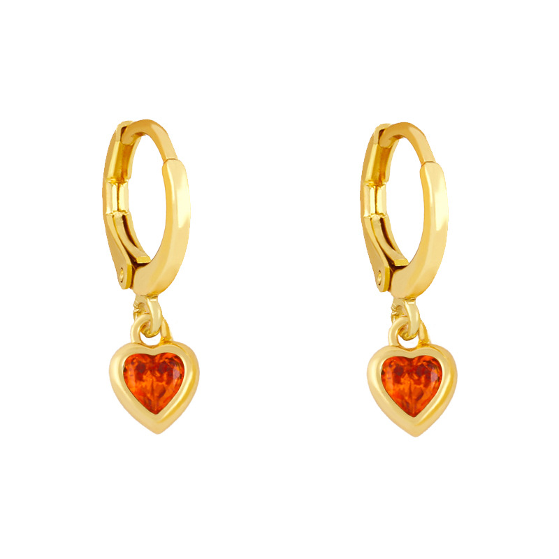 5g Weight 18K Gold Plated Plating Material Artificial Gemstones Inlay Material Earrings Classification Housewarming, Anniversary, Business, Wedding, Travel, Party, Birthday, Festival Occasion Copper Material Heart Pattern Women'S Gender Fashion Style Rose Red, White, Pink, Green, Blue, Champagne, Yellow, Black Color Fashion Heart Copper Artificial Gemstones Copper Earrings 12