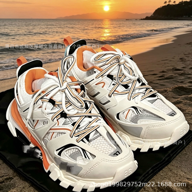 Cross-Border In-Stock Paris Third-Generation Track 3.0 Led Light-Up Height-Increasing Comfortable Casual Dad Shoes Outdoor Trendy Shoes