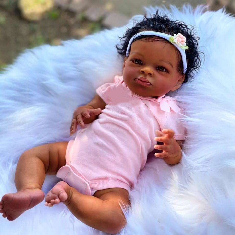 50cm simulación muñeca negro piel rosa mameluco muñeca Lanny transfronteriza Venta caliente suministro de una sola pieza de entrega