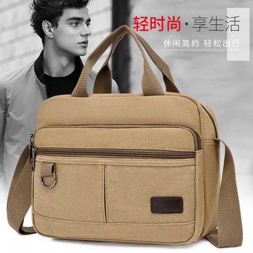 Large Capacity Canvas Single Shoulder Bag Casual Crossbody Bag Business Money Bag Men Fashion Handbag