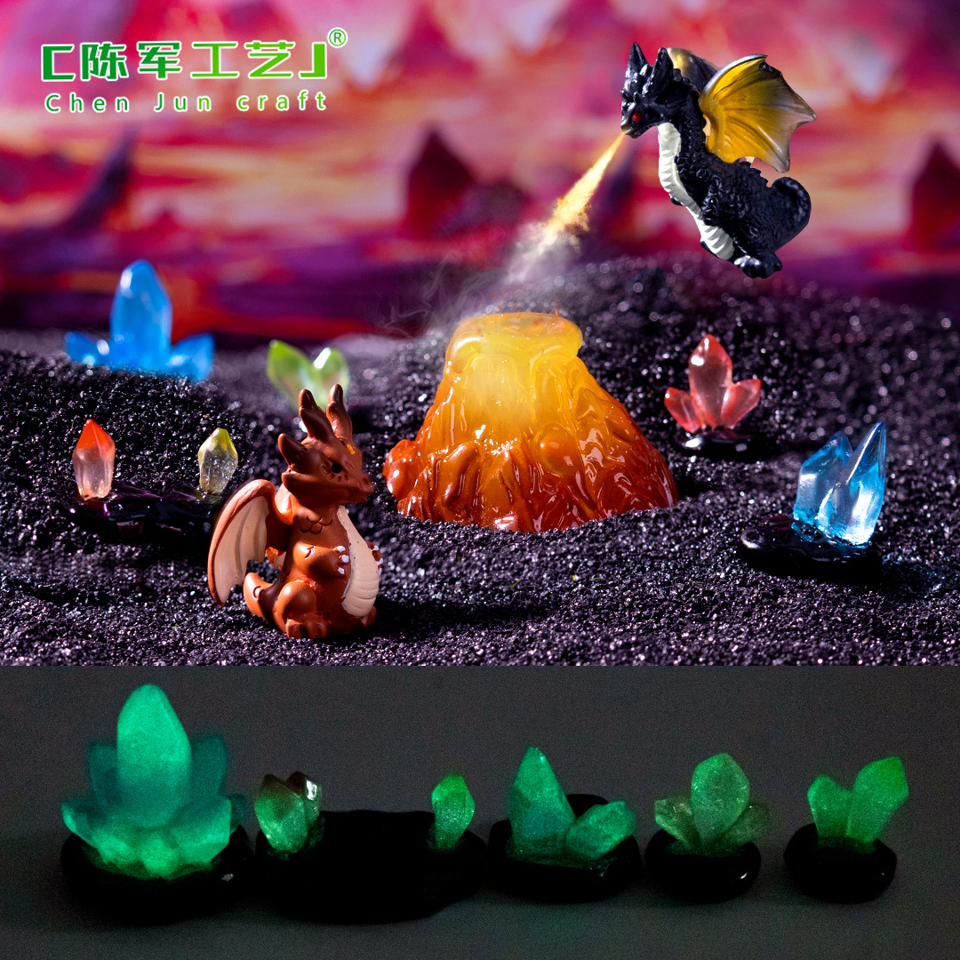 クロスボーダーサプライマイクロランドスケープクリエイティブ発光クリスタルとドラゴン DIY 装飾吊りアクセサリー写真撮影と造園小さな装飾品