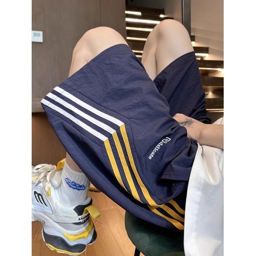 Three Stripes Pink Quick-Drying Sports Shorts Summer Loose Casual Five-Finger Beach Pants Fashion New Trendy Versatile