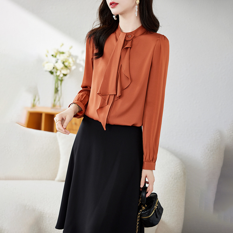 Silk spring summer solid color design professional elegant shirt