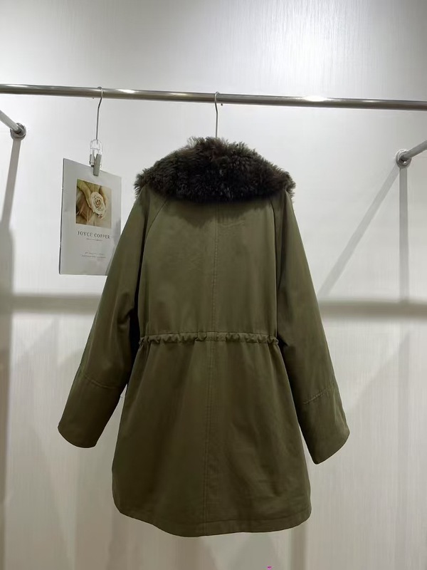 秋冬新款托斯卡纳毛领风衣款羽绒服派克服通勤休闲女皮草羽绒外套|undefined