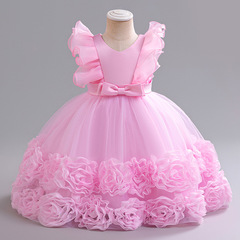 Children's ballgown princess dress cross-border first birthday girl's net chiffon puffed dress piano performance costume birthday party dress