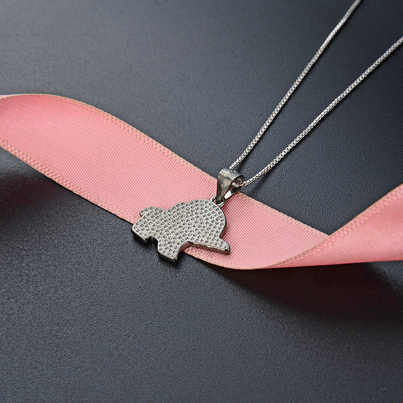 Deseo Amazon venta caliente 925 plata esterlina collar de elefante mujer Europa y América dibujos animados goteo de aceite colgante de elefante collar de animales