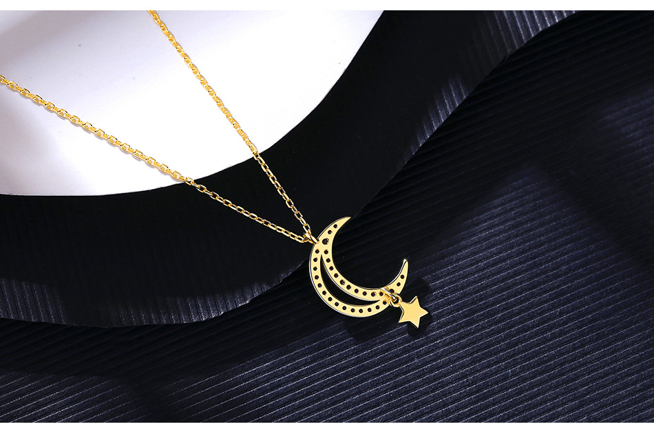 Collar De Luna De Circonio Con Incrustaciones De Plata S925 display picture 4