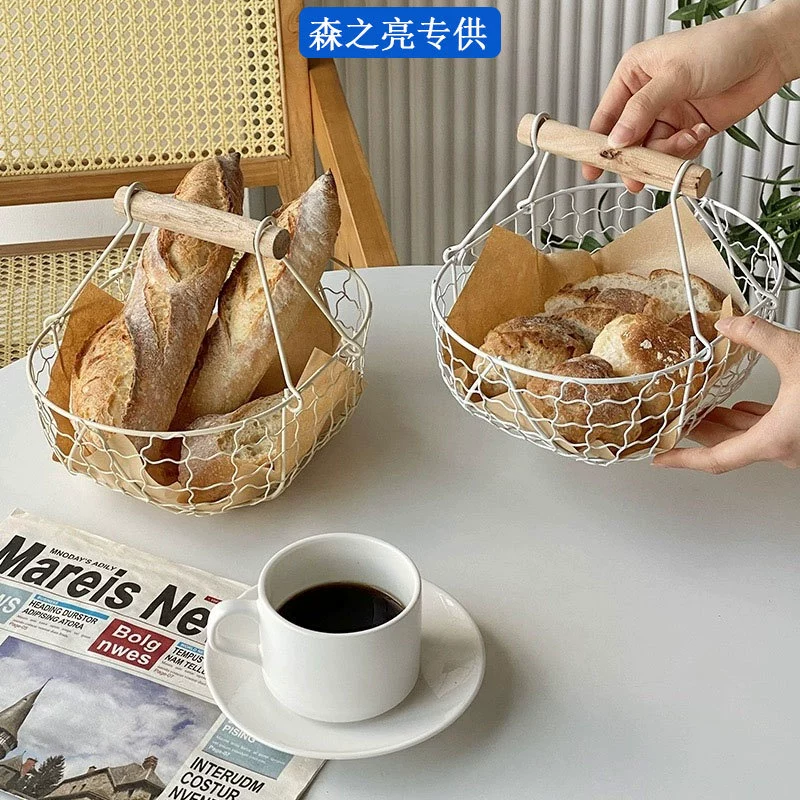Кованый хлебный корзина, ручная проволочная плетёная корзина для закусок и фруктов, 18.5×11.5×14.5 см