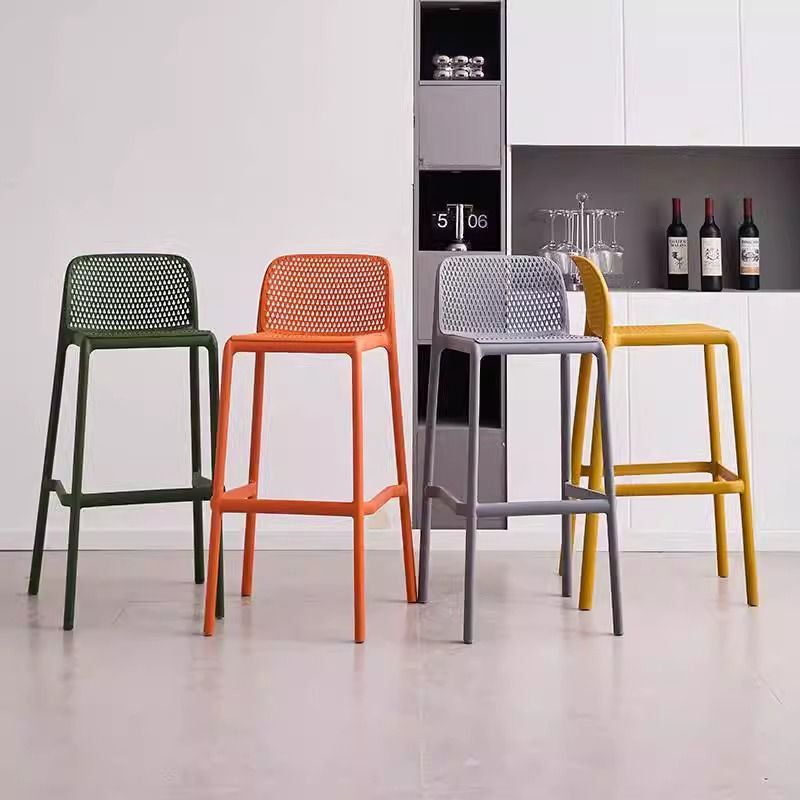 Nordic Simple Hollow Backrest Bar Chair Designer High Bar Stool Stacked Creative Fashion Leisure Bar Chair