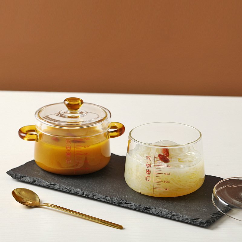 Transparent High Borosilicate Glass Stew Pot for Stew in Water Household Steamed Egg Bowl Steamed Egg Bowl for Baby Food Steamed Hen Egg Bowl