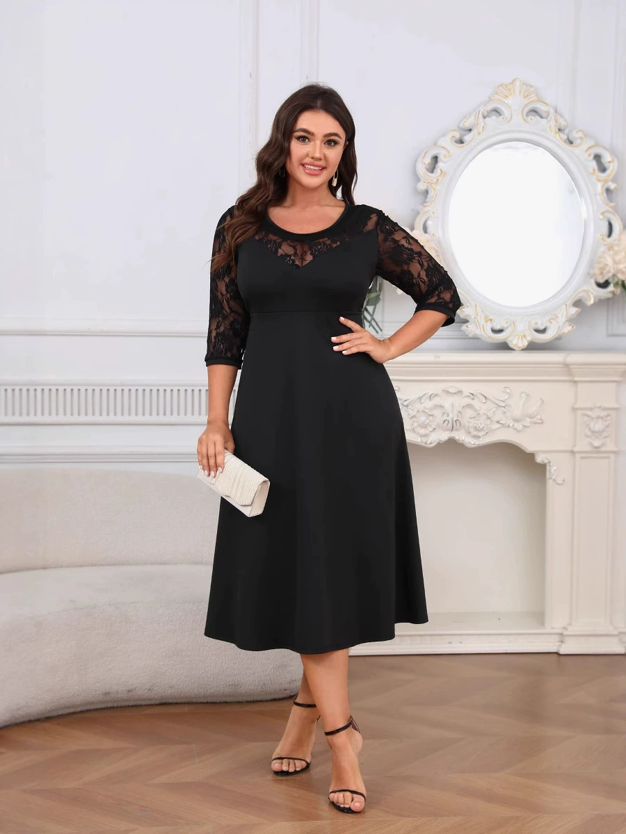 Lace dress with sleeves, ebay, plus size