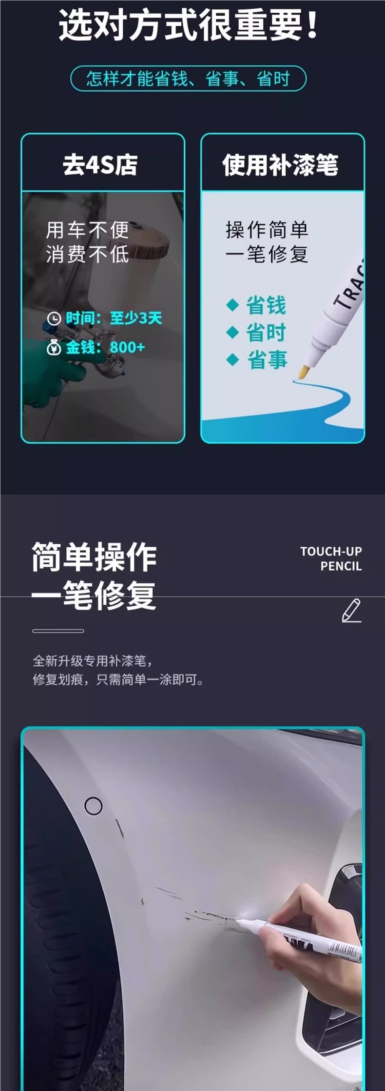 Car Paint Scratch Repair Pen Pearl White Black Touch Up