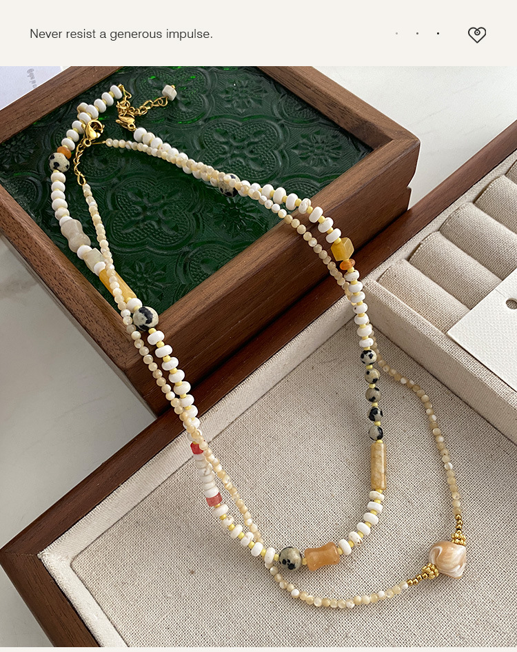 Wholesale Jewelry Vintage Style Ethnic Style Irregular Geometric Round Alloy Natural Stone 18K Gold Plated Beaded Plating Necklace display picture 6