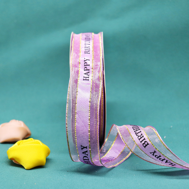 Fabricante en stock satin hilo Phnom Penh Happ cinta de color caja de pastel de cumpleaños decoración cinta de nieve cinta de hilo de flores