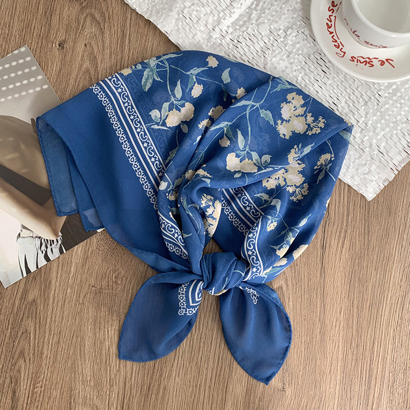 Bufanda de seda Georgette Bufanda cuadrada pequeña con cuello Nueva bufanda pequeña con estampado de anacardo de moda Bufanda de sentido avanzado Bufanda de chal