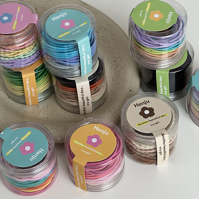 Konservenfarbe Basic Haargummi Gummiband Haarseil geflochtenes Haargummi Pferdeschwanz Haarseil Mädchen hochelastisches Haarband_voghion.com