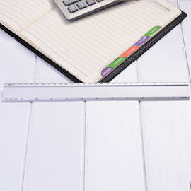 新款创意文具中号30cm铝尺系列 学生测量白色凹槽双刻度铝直尺子