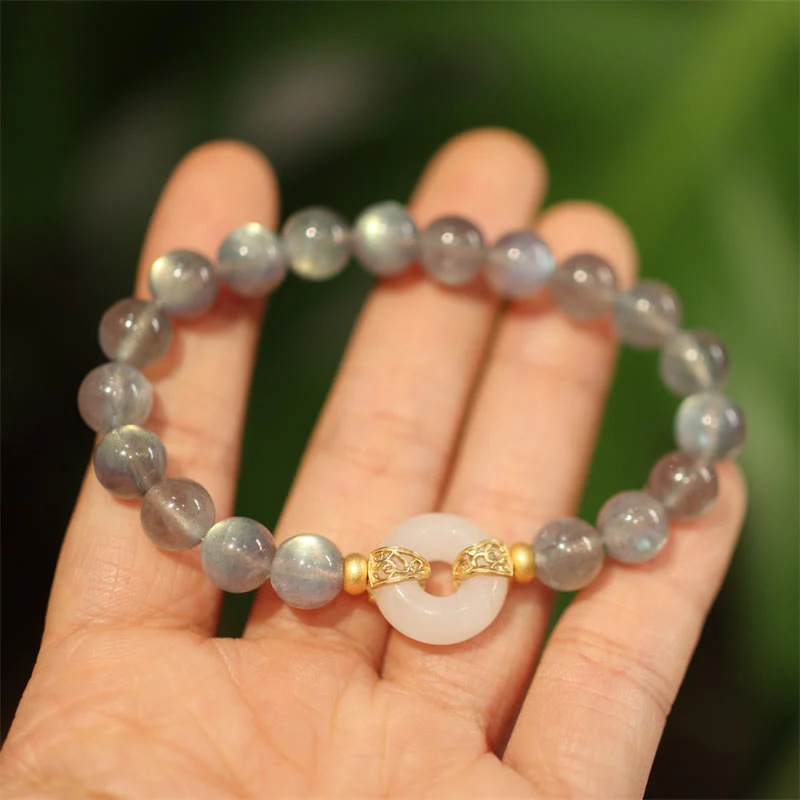 Protective amulet white jade, buckle, 8mm