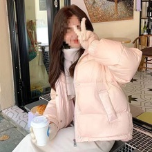 羽绒服女短款冬季新韩版宽松加厚小个子白鸭绒面包服立领外套