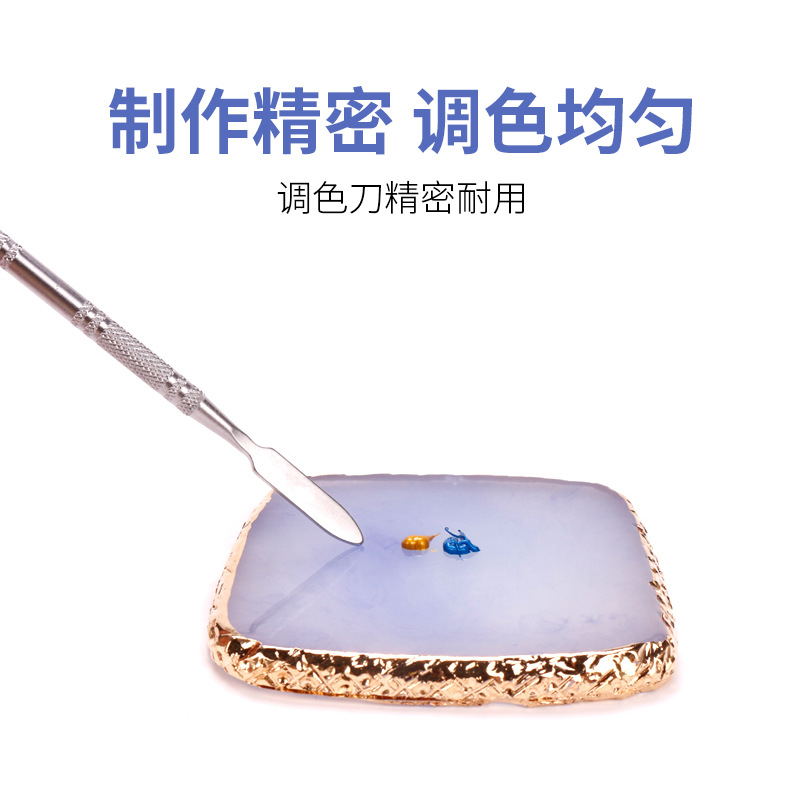 Metal de acero inoxidable de maquillaje paleta de uñas de belleza paleta de agitación varilla de cristal de uñas en relieve palo de uñas belleza empuje