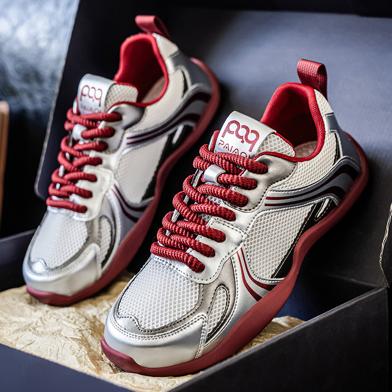 Zapatos de hombre de malla ligera y versátil, estilo de moda, sensación de alta gama, lujo ligero, primavera nuevo estilo con cordones, modelo de red de red de corte bajo 2025