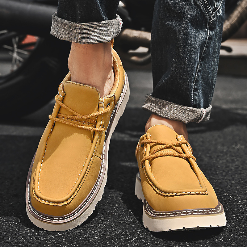 2024 nuevos zapatos de trabajo de hombre zapatos de cuero grandes zapatos de moda retro zapatos casuales británicos de altura baja zapatos de moda