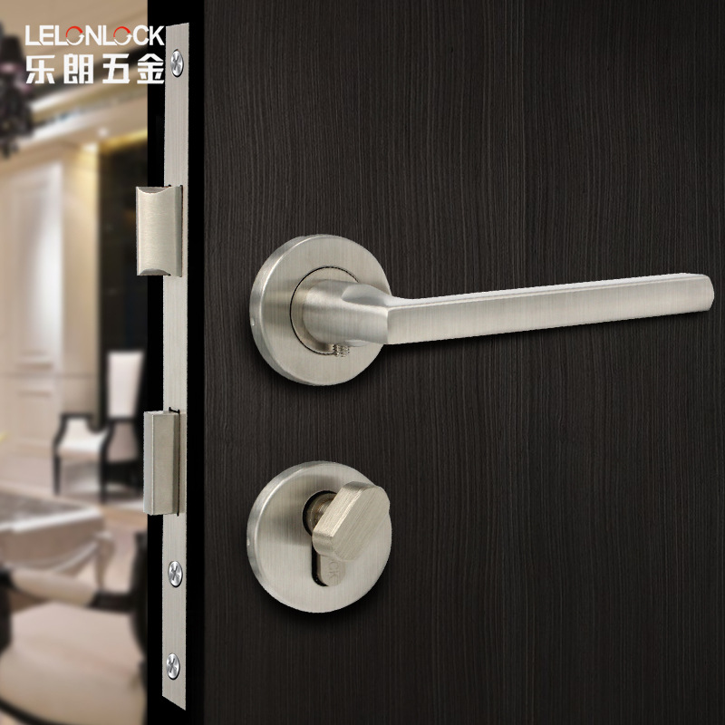 Venta al por mayor de estilo europeo cerradura de puerta interior de acero inoxidable 304 cerradura de la manija dividida cilindro de cerradura de cobre puro cerradura de la puerta del dormitorio negro mate