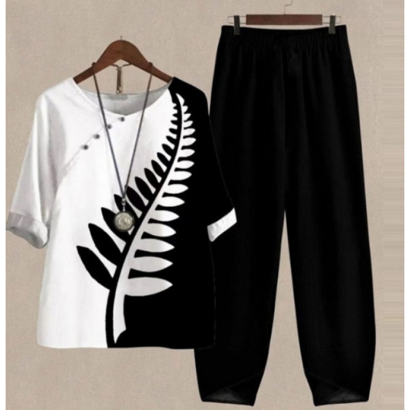 Europa y Estados Unidos trajes casuales de mujer transfronterizos de moda explosiva verano nuevo cinco mangas impresión chaqueta pantalones dos piezas