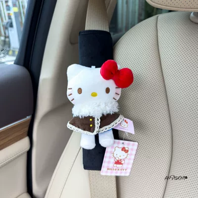 Car Seat Belt Decoration Sürətlər qutusu və əl tormozu başlıqları - authentic-kt-shoulder-pads-black-plush-red-knot-fur-collar-coffee-shawl-single