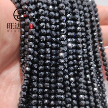 天然黑尖晶散珠圆切水晶半成品材料手工串珠手链项链DIY饰品配件
