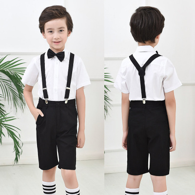 children full dress Boy summer Short sleeved shirt trousers suit Flower girl student Costume Piano costume