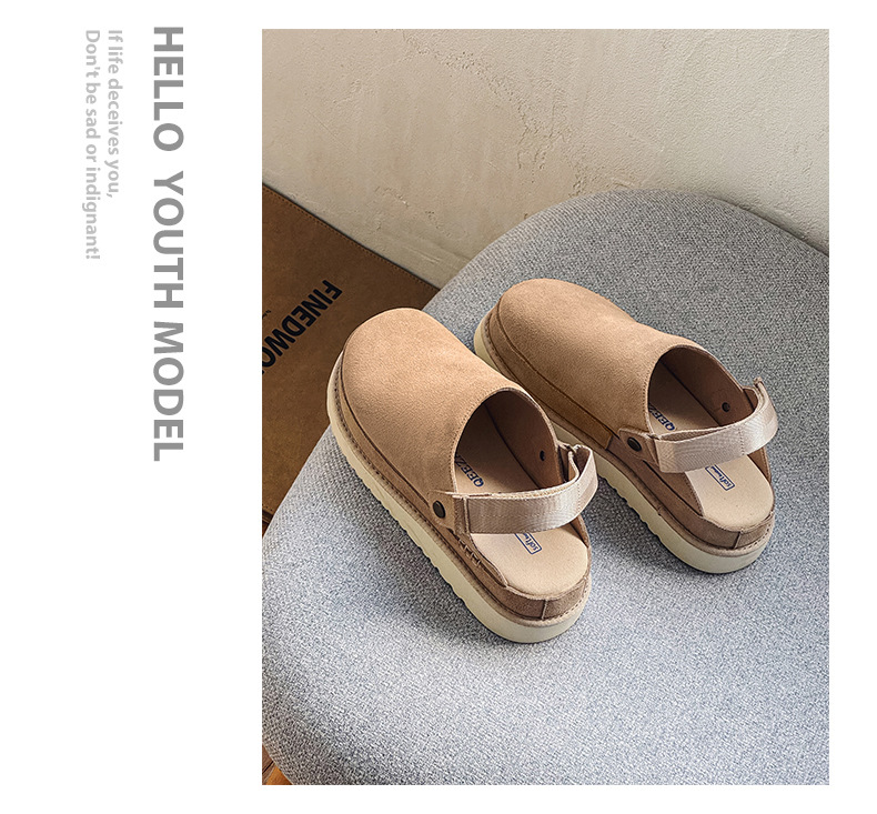 Dames halve slippers van echt leer ademend met dikke zool_voghion.com