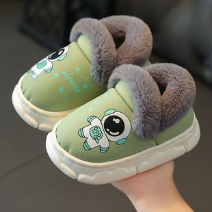 Children's Cotton Slippers Waterproof Winter Wool Slippers for Boys and Girls Indoor Home Baby Cotton Shoe Bag with Super Thick for Boys