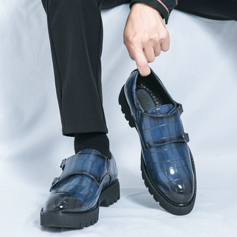 Трансграничные мужские туфли большого размера с большим носком, повседневные кожаные туфли на толстой подошве, весна-осень 2024, новые деловые кожаные туфли для мужчин