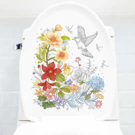 植物花朵马桶贴浴室装饰画马桶盖贴画卫生间花朵贴马桶垫子墙贴画