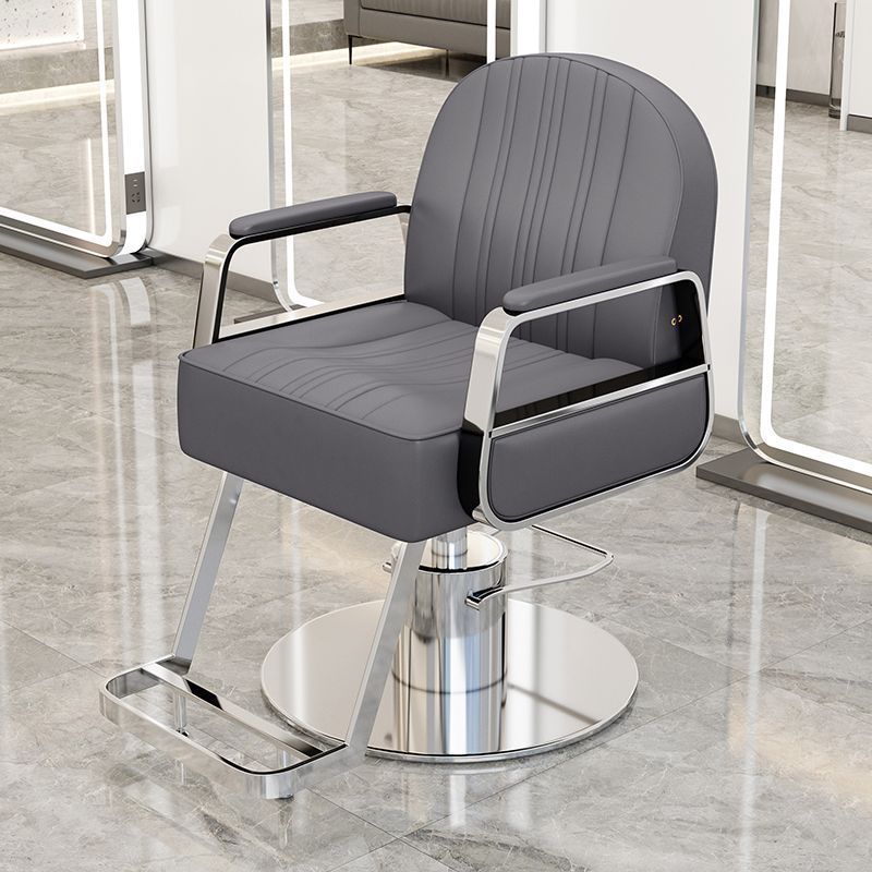 Cuero gris plateado reposabrazos de acero inoxidable grueso disco