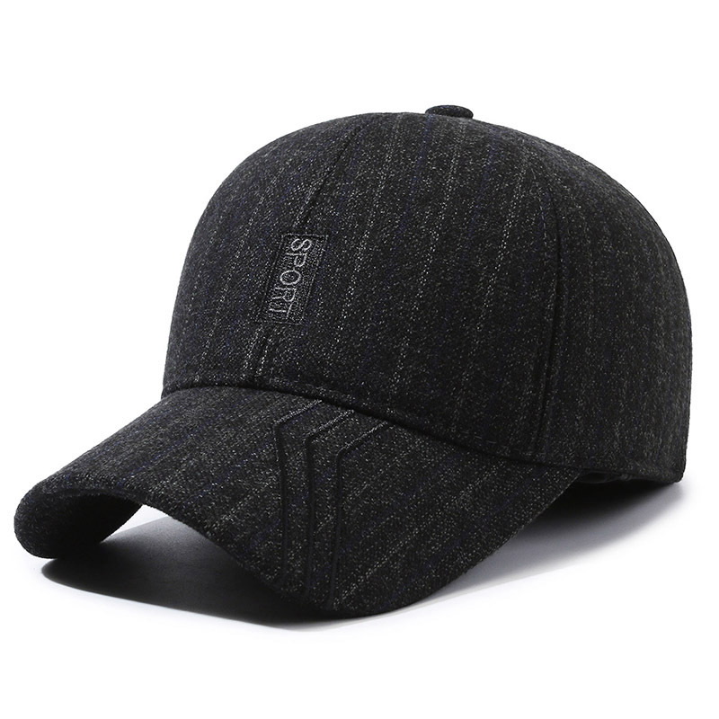 Warme Winter Baseballcap Mit Ohrenschutz Für Herren Gestreift_voghion.com
