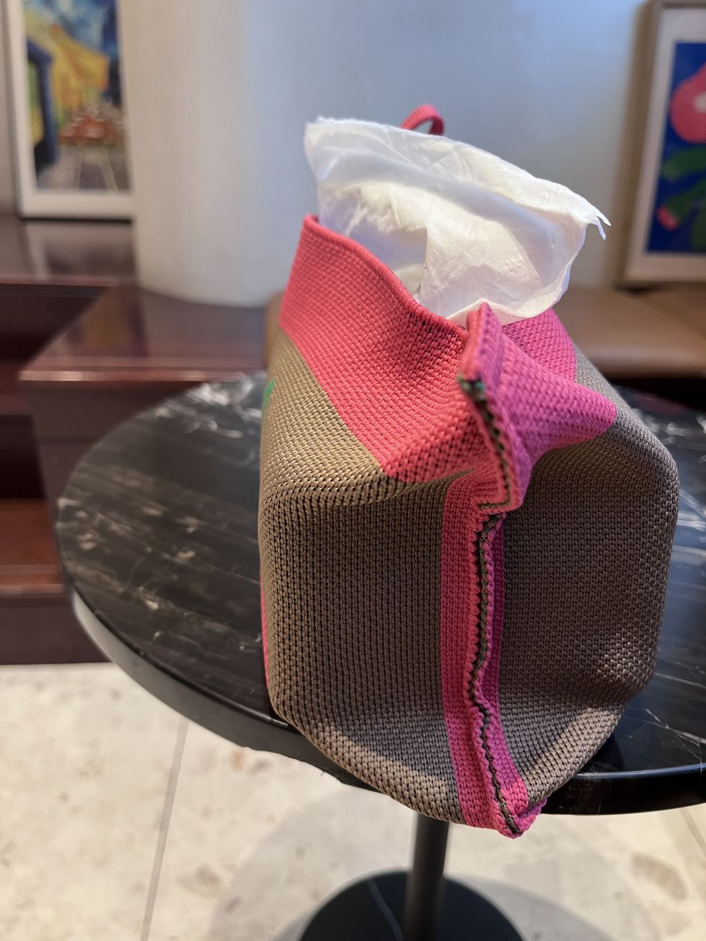 Light Luxury Knitted Tissue Bag, Large-Capacity Woven Bag, Car-Mounted Home Office Hanging Tissue Box, Knitted Bag Gift Bag
