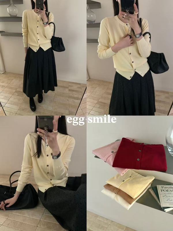 egg smile11色暖芯针织开衫女宽松薄外搭打底针织显瘦毛衣外套女|undefined