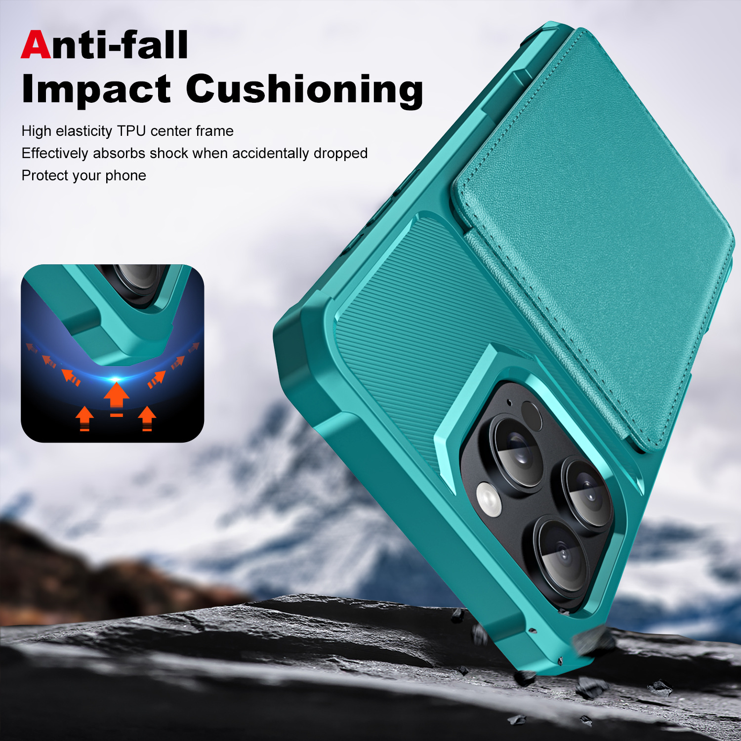 适用iPhone15防摔手机壳14Pro多功能后盖插卡支架保护套16plus