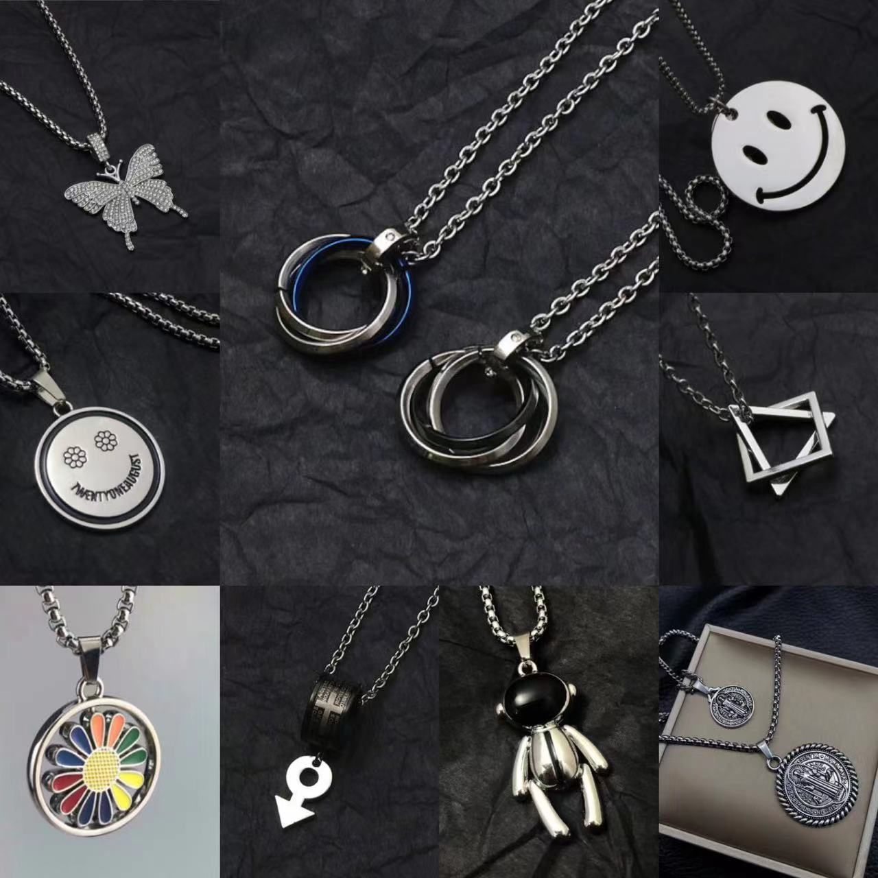 retro necklace hip-hop style stainless steel