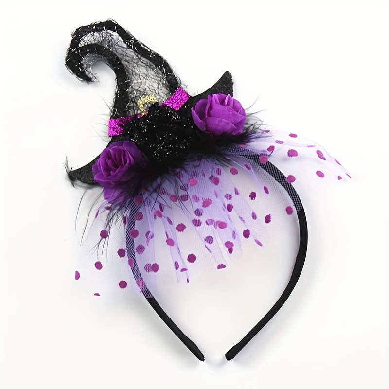 ハロウィン魔女メッシュヘッドバンドフェスティバル小道具ダンスパーティーヘッドドレスコスパーティーグッズパフォーマンス装飾小道具|undefined