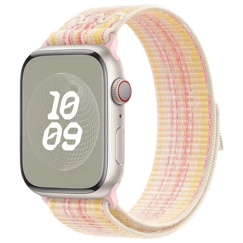 Плетёный нейлоновый браслет для часов (совместим с Apple, Nike), дышащий, размеры 20/22 мм для 38–49 мм
